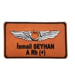 Seyhan Askeri Malzeme Deri Metal Rozetli Pilot Isimliği Tulum Isimlik - Deri Isimlik - Pilot Isimlik