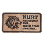 Seyhan Askeri Malzeme Kurt Kışı Geçirir Ama Yediği Ayazı Unutmaz -Dikdörtgen Deri Peç - Arma - 2 Wolf Leather Patch