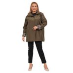 SEYHAN BÜYÜK BEDEN KADIN MEVSİMLİK ASTARLI KISA POLYESTER TRENÇKOT Haki 60