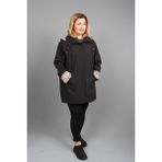SEYHAN BÜYÜK BEDEN KADIN MEVSİMLİK ASTARLI KISA POLYESTER TRENÇKOT SİYAH 50