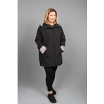 SEYHAN BÜYÜK BEDEN KADIN MEVSİMLİK ASTARLI KISA POLYESTER TRENÇKOT SİYAH 58