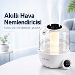 Seyoni 4l Akıllı Hava Nemlendirici, Çift Spreyli Dijital Göstergeli Aromaterapi Uyumlu - Beyaz