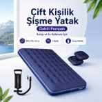 Seyoni Çift Kişilik Şişme Yatak Dahili Pompalı 203X152X22 cm Taşınabilir Kamp Yatağı