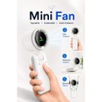 Seyoni Mini Fan 5 Kademeli LED Ekranlı Katlanabilir Taşınabilir Boyun Askılı Şarjlı El Vantilatörü - Beyaz