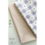 seyranat Çanta, Cüzdan, Hobi İşleri İçin 2 Adet 50 cm Mat Yeşil Kalp Desenli, Bej Kareli Pamuklu Parça Kumaş