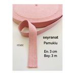 seyranat Pembe Renk 3 Metre Eni 3 Cm Pamuklu Cüzdan-Çanta Askısı, Sapı, Kolonu-Dar Dokuma Şerit