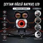Şeytan Gözlü Baykuş Sis Farı Çakarlı Çift Renk Sarı-Beyaz 9-80V Araç Motosiklet Off Road Led Lamba Delici Yayıcı Projektör 50W Metal Arazi Çalışma Lambası 1 Adet