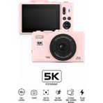 Seyutech 5k Dijital Video Kamera 75 Mp 18X Zoom Flaşlı 3” Flip Ekranlı Retro Vlog Fotoğraf Makinesi - Pembe
