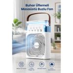Seyutech Buhar Üflemeli Masaüstü Buzlu Soğutmalı Fan Taşınabilir LED Işıklı Hava Nemlendiricili Hava Soğutucu Vantilatör - Beyaz