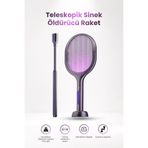 SEYUTECH Teleskopik Sinek Öldürücü Raket Şarjlı Mor Işıklı Dönebilen Başlıklı Uzatma Aparatlı Sinek Yakalama Lambası