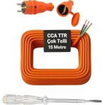 Seyyar 15 Metre Uzatma Kablosu Ttr Cca Telli 3X1.5 Mm Elektrik Kablo Kalem Dişi Erkek Fiş
