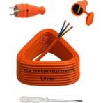 Seyyar 25 Metre Uzatma Kablosu Ttr Cca Telli 3x1.5 mm Elektrik Kablo Kontrol Kalem Dişi Erkek Fiş - Turuncu