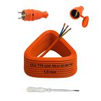 Seyyar 25 Metre Uzatma Kablosu Ttr Cca Telli 3X1.5 Mm Elektrik Kablo Kontrol Kalem Dişi Erkek Fiş