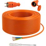 Seyyar 50 Metre Uzatma Kablosu Ttr Cca Telli 3x1.5 mm Elektrik Kablo Kontrol Kalem Dişi Erkek Fiş - 152351554767 - Turuncu