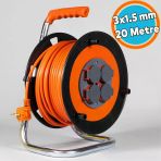 Seyyar Makaralı Uzatma Kablosu Kapaklı Termal Sigortalı Cca 20 Metre 3X1.5 Mm