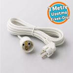 Seyyar Uzatma Kablosu 3 Metre Dişi-Erkek Fişli F19c Kalın Priz Prizli Sanayi Bahçe Elektrik Kablosu