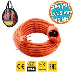 Seyyar Uzatma Kablosu 3X1.5 Mm 15 Metre Grup Fiş Priz Topraklı Cca Kablolu Kapaklı Monofaze Ev Tipi
