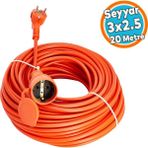Seyyar Uzatma Kablosu Cca Turuncu 3x2.5 mm 20 Metre Dış Mekan Kablo Prizli Bahçe Için Suya Dayanıklı - 1