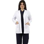 Seza Tekstil Gömlek Yaka Ceket Boy Beyaz Bayan Doktor Öğretmen Hemşire Laboratuvar Önlüğü - 2XL