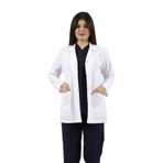 SEZA TEKSTİL Gömlek Yaka Ceket Boy Beyaz Önlük Kadın Doktor Öğretmen Hemşire Laboratuvar Önlüğü