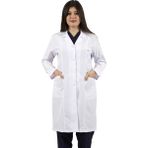 Seza Tekstil Gömlek Yaka Uzun Boy Beyaz Bayan Doktor Öğretmen Hemşire Laboratuvar Önlüğü - 2XL
