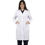 Seza Tekstil Gömlek Yaka Uzun Boy Beyaz Bayan Doktor Öğretmen Hemşire Laboratuvar Önlüğü - XS
