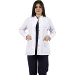 Seza Tekstil Hakim Yaka Ceket Boy Beyaz Bayan Doktor Öğretmen Hemşire Laboratuvar Önlüğü - 4XL