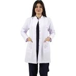 Seza Tekstil Hakim Yaka Orta Boy Beyaz Kadın Doktor Öğretmen Hemşire Laboratuvar Önlüğü