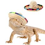 SEZDEKI 2'li Paket Sakallı Ejderha Sombrero Şapka - Kertenkele Cinco De Mayo Hasır Şapka Ayarlanabilir Çene Kayışı Küçük Evcil Hayvan Meksika Kostüm Aksesuarları Sürüngen Hamster için Leopar Gecko Gelincik
