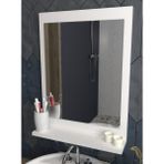 Sezer Mobilya Beyaz Raflı Banyo Aynası Dresuar Koridor Duvar Salon Wc Ofis 60X45 cm - 60 x 45 cm Yatak Odası Ayna