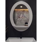 Sezer Mobilya Dekorasyon Cros Dik Oval Banyo Wc Antre Koridor Yemek Odası Yatak Odası Salon Ofis Aynası - 45x60 - Beyaz