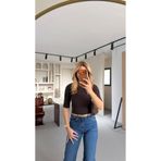 Sezgi Tekin Premium Seri Bisiklet Yaka Yarım Kol Kahve Basic Bluz