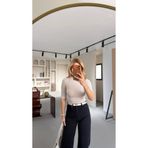 Sezgi Tekin Premium Seri Bisiklet Yaka Yarım Kol Taş Basic Bluz