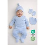 Sezgibaby Erkek Bebek 5'li Hastane Çıkışı Seti %100 Pamuk - Mavi - 0 - 3 Ay