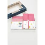 Sezgibaby Kız Bebek Battaniye + 5'li Ağız Mendili %100 Pamuk - Pembe - 90 x 75 cm