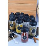 Sezka Life 12 Adet Kapağı Kendinden Kaşıklı Ve Kilitli Cam Baharatlık 21 Adet Suya Dayanıklı Etiket Seti-300ml