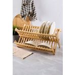 Sezka Life Bambu Bulaşıklık Tabaklık 2 Katlı Katlanabilir Tabaklık Orrta Boy(40 cm x 33 cm x 3.3cm)