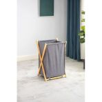 Sezka Life Bambu Katlanır Kirli Çamaşır Sepeti Gri 34x42x58 cm