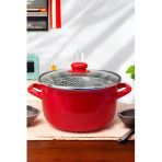 Sezka Life Çıtır Kızartma Tenceresi Fritöz'lü 22 Cm 3 Parça Kırmızı