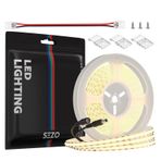 SEZO FCOB COB LED Şerit Işık Doğal Beyaz 4000K 16,4ft/5m 416LED/M CRI90+ Esnek Üniforma Parlak DC12V FOB LED Bant Işık TV Arka Işığı için Dolap Altı Kendin Yap Yatak Odası Mutfak Ev Aydınlatma