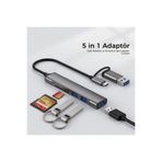 Sezy USB 3.0 USB Çoklayıcı 5 In 1 Usb-A ve USB Type C Kablolu Micro Sd ve Sd Kart Okuyucu Özellikli USB Hub Çoğaltıcı 3 USB Port Yüksek Hızlı Data Aktarım