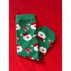 Sfenks. Yılbaşı Temalı Noel Baba Desenli Yeşil Çorap – Unisex, Yumuşak ve Esnek