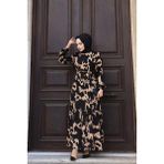 Sfg Life Moda Kadın Yazlık Tesettür Kuşaklı Dokuma Viskon Kumaş Şık Elbise Vizon 2XL
