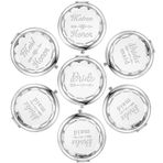 SFHMTL 7'li Paket Kompakt Cep Makyaj Aynası Seti, 1 Gelin Aynası, 1 Baş Nedimeti Aynası 1 Matron of Honor Mirror ve 4 Nedime Aynası Düğün Nedime Teklifi Hediyeleri (Gümüş)
