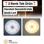 Sge Teknoloji 16 LED 2 RENK 5 MODLU BEYAZ VE GÜN IŞIĞI Hareket Sensörlü type-c şarjlı Led Lamba Koridor Dolap İçi. - 8 cm