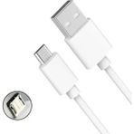 Sge Teknoloji 20 cm Micro USB - USB Kısa Şarj Kablosu LED Işık Şarj Kablosu Powerbank Uyumlu - Beyaz