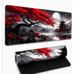 Sge Teknoloji 70X30 cm Kırmızı Ağaç ve Yakamoz Kaydırmaz Taban Speed Yüzey Oyuncu Mouse Pad Gaming - Siyah