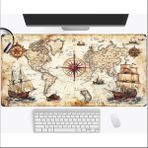 Sge Teknoloji 90X40 cm Nostaljik Macera Haritası Kaydırmaz Taban Speed Yüzey Oyuncu Mouse Pad Gaming - Siyah
