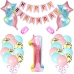 SGerste Balon 1. Doğum Günü Pembe, Doğum Günü Dekorasyonu 1 Yıl Kız, Gökkuşağı Sayı Folyo Balon, Dev Folyo Balon 1 Pembe, Dekorasyon 1 Doğum Günü Kız, Balon 1 Doğum Günü Dekorasyonu (1)