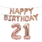 SGerste Rose Gold Happy Birthday Folyo Balon Afiş Seti Parti Dekorasyonları (21.)